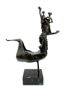 Abstract Bronze Sculpture of Three Figures - Oscar Estruga
