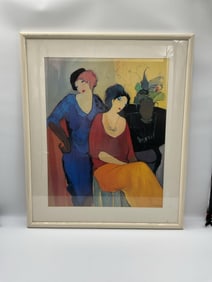 "Waiting" by Itzchak Tarkay (Israeli, 1935-2012) Lithograph