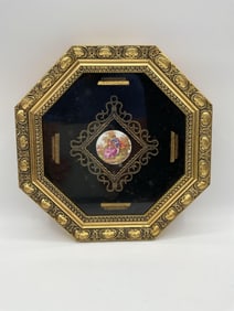 Framed Porcelain Plaque in Gilt Octagonal Frame