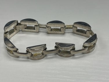 Modernist Sterling Silver Link Bracelet