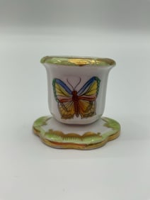 Herend Hungary Hand-Painted Miniature Porcelain Cachepot or Toothpick Holder