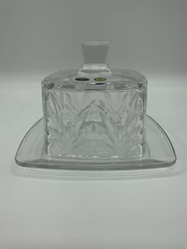 1950's Bohemia Czech Republic 24% Lead Crystal Covered Butter Dish