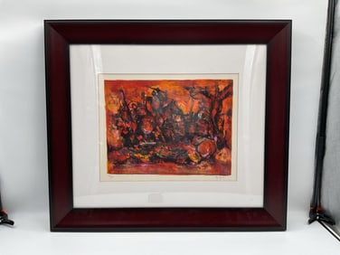 "The Red Battle" by Marcel Mouly (France, 1918-2008) Lithograph