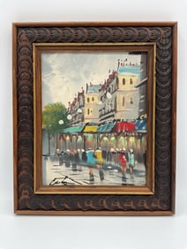 Parisian Street Scene Oil on Canvas
