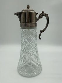 Tall Cut Glass and Silverplate Claret Jug - Italian