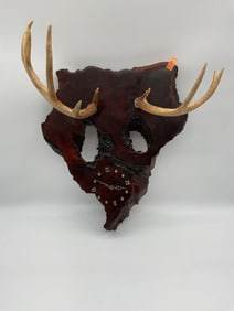 Rustic Antler and Burl Wood Wall Clock