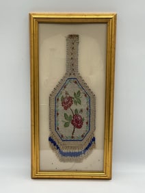 Framed Beaded Purse Panel with Floral Design
