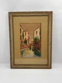 Venetian Canal Scene Italian Watercolor