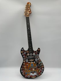Vintage Soviet Badge-Covered Electric Guitar