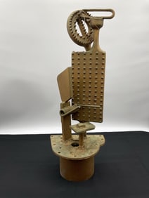 Industrial Found Object Sculpture with Riveted Plate