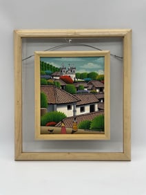 Village Scene by Tulio E Velasquez (Honduras, b1.1940) Oil on Canvas