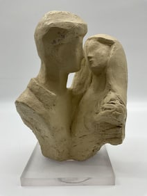 Lovers Embrace Modernist Sculpture by Klara Sever(Czech, b.1935)