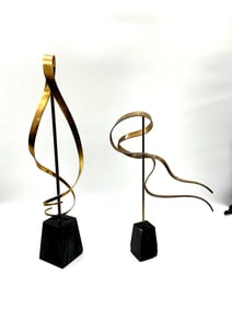 Mid-Century Modern Brass and Marble Sculptures