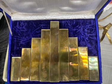 Modern Brass Menorah in Original Presentation Case