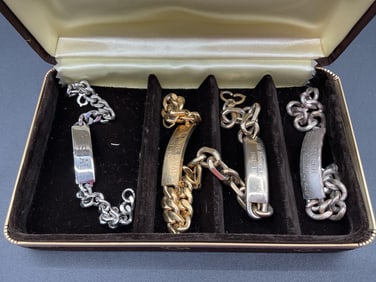 Vintage Men's Identification Bracelets in Presentation Case