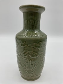 Celadon Glazed Dragon Vase with Raised Mark