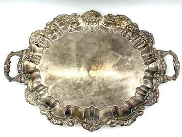 Ornate Silver-Plated Serving Tray