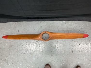 Wooden Aircraft Propeller with Red Tips