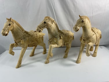 Antique Hand-Carved Prancing Horse Figurine