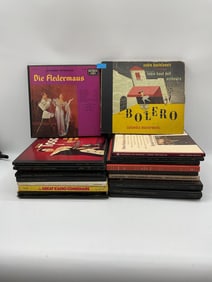 Assorted Collection of Records with Books