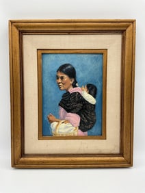 Indian at Taxco Market by W. Franklin Lawton (American) Oil on Board