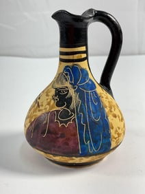 Greek Hand-Painted Ceramic Pitcher
