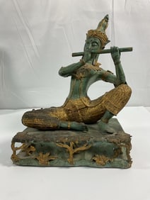 Antique Thai Gilt Bronze Musician Statue