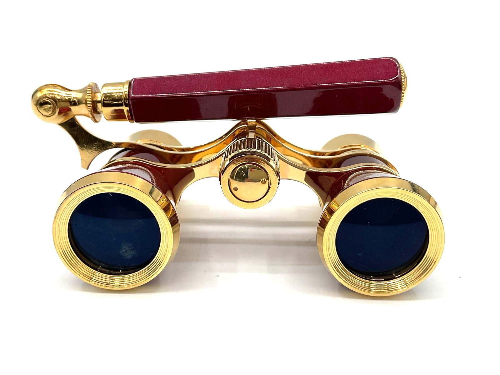 Burgundy and Gold Opera Glasses with Handle