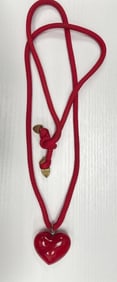 Red Lucite Heart Pendant on Rope Cord