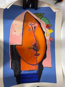 Abstract Portrait by Alberto Ulloa (Dominican Republic, 1950-2011) Serigraph