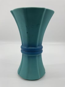 Van Briggle Flared Matte Blue Double Ring Vase