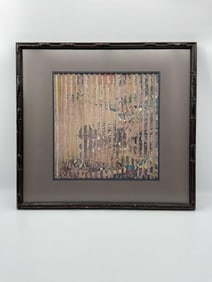 Chinese Lenticular-Style Folded Print with Birds and Foliage