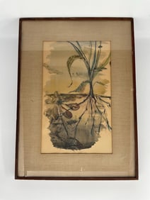 Abstract Botanical Composition by Joseph Levin (Russian, 1894-1979) Mixed Media