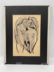 Embrace with Serpents Ink Drawing Signed by the artist