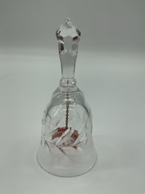 Faceted Cut Crystal Bell with Leaf Motif
