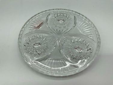 Pressed Glass Divided Relish Dish