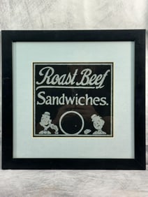 "Roast Beef Sandwiches" sign