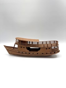 Hand-Carved Wooden Model Boat