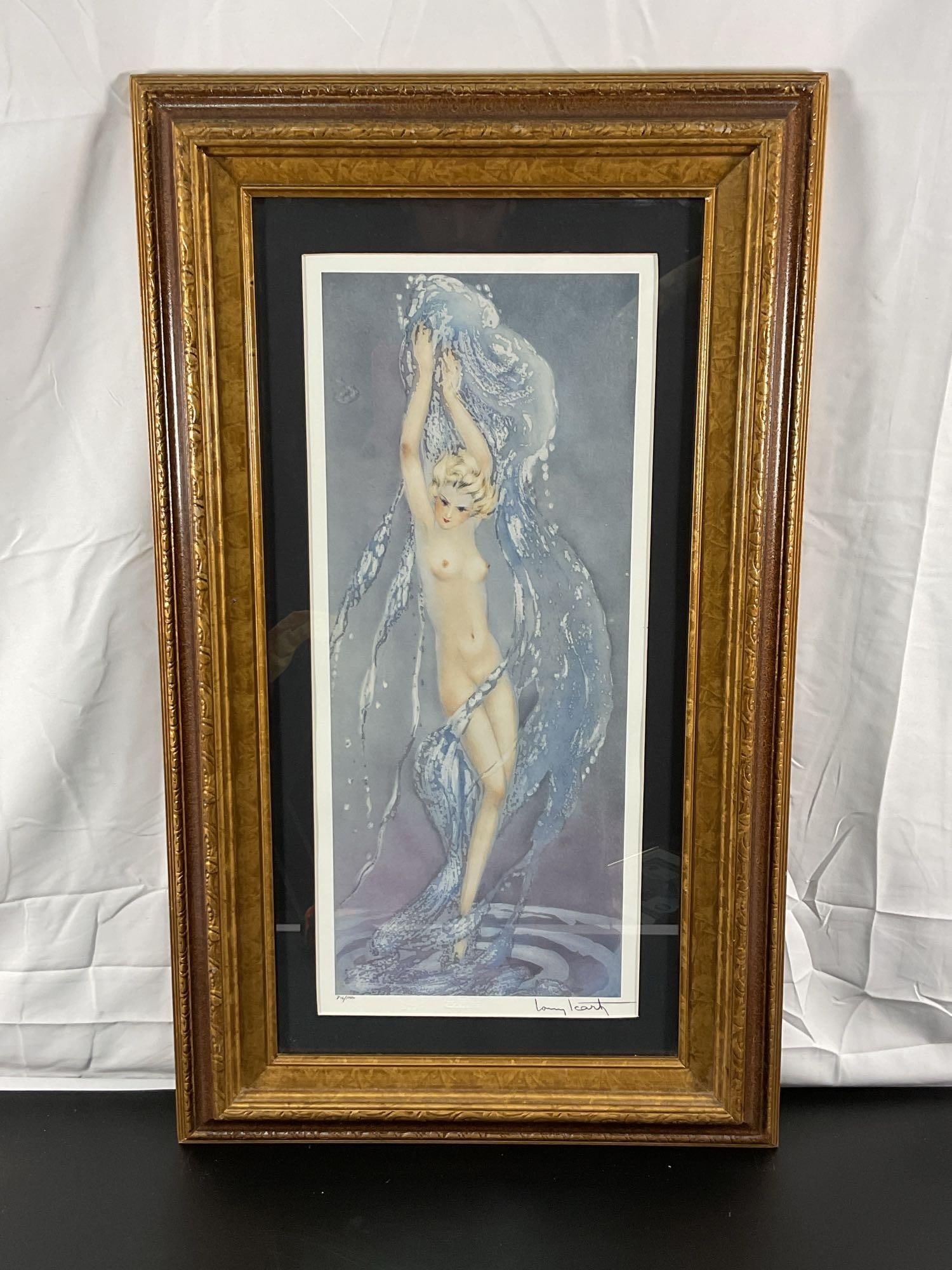 Louis Icart (French, 1888-1950) Etching: Limited edition piece by french artist Louis Icart signed and numbered 776/1000. Medium: Etching Dimensions: H:30in L:18in approx