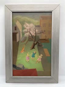 Children at Play by Martha M Glogau (American) Oil on Canvas
