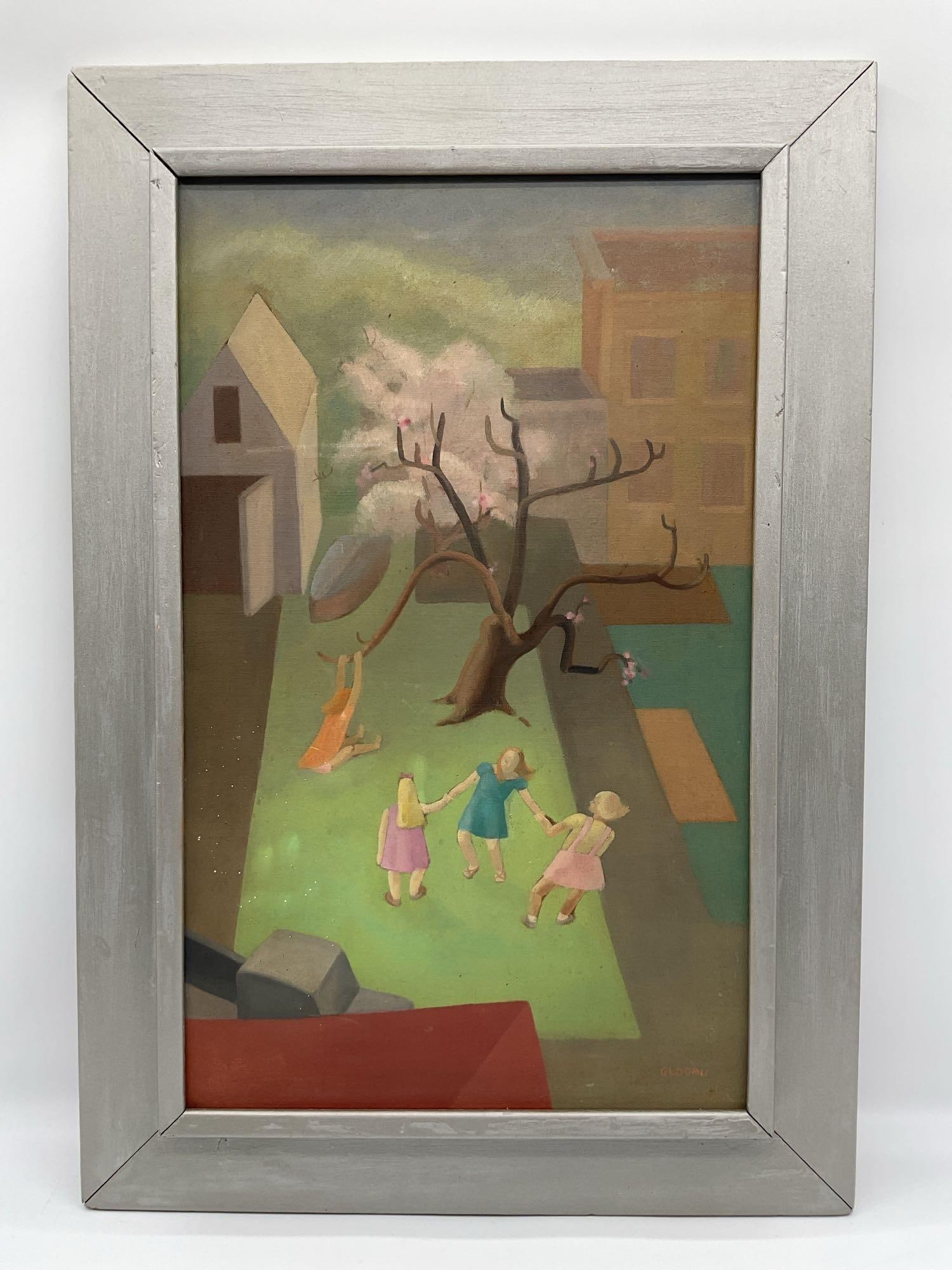 Children at Play by Martha M Glogau (American) Oil on Canvas (1 of 4)