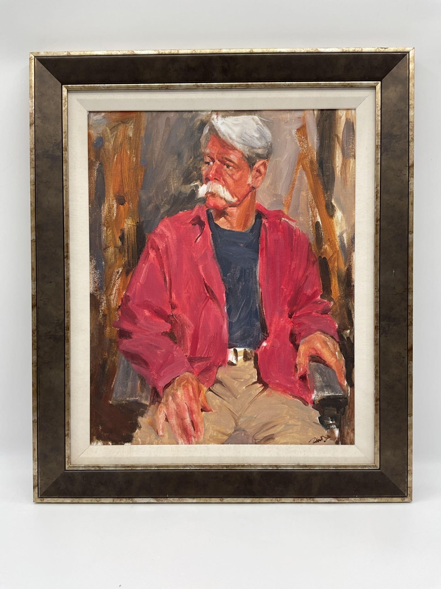 Portrait of a Man in Red Jacket Oil on Canvas (1 of 3)