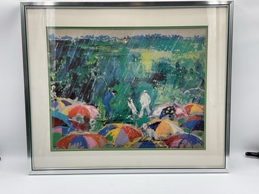 "Arnie in the rain" by LeRoy Neiman