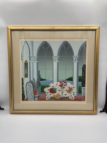 "Flowered Couch" by THOMAS McKNIGHT (American. b. 1941) Serigraph