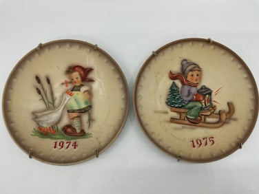 M.J. Hummel Annual Collector Plates 1974 and 1975