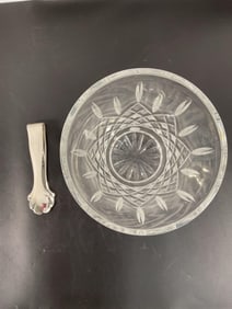 Waterford Crystal Ice Bucket with Silver Tongs
