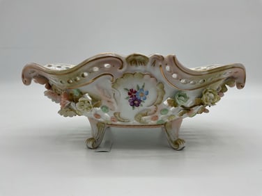 Dresden Style Reticulated Floral Basket