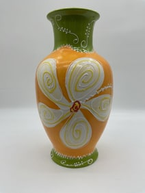 Hand-Painted Floral Vase by Wild Orchid Designs - Michelle Elliott - St. Lucia