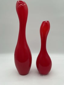 Set of Red Sculptural Vases by Torre & Tagus
