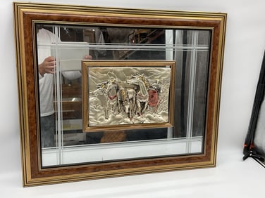 Framed Relief Plaque of a Russian Troika Scene